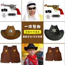 Halloween Wild Darts West Denim Style Costume Brown Retro American Police West cowboy hat