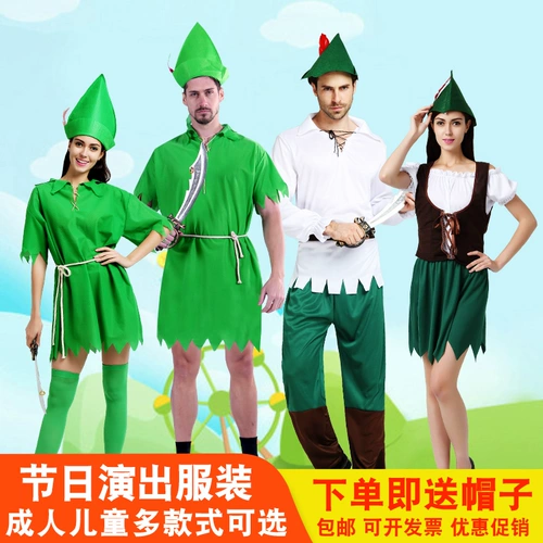 Детский костюм на Хэллоуин, потому что зеленая одежда эльфа Робин Гуд сценический костюм Питер Пэн Питер Пэн