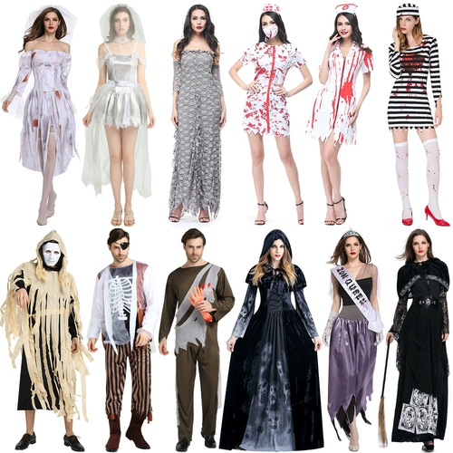 Костюм Хэллоуина, женщина -призрак -жених мужчина -жених, пара ролевой ролевой вампир Zombie Cobie Cose Coseme