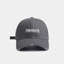 Hong Kong designer co-branded large-head hat high-quality embroidered hard-top baseball cap ripped peaked cap