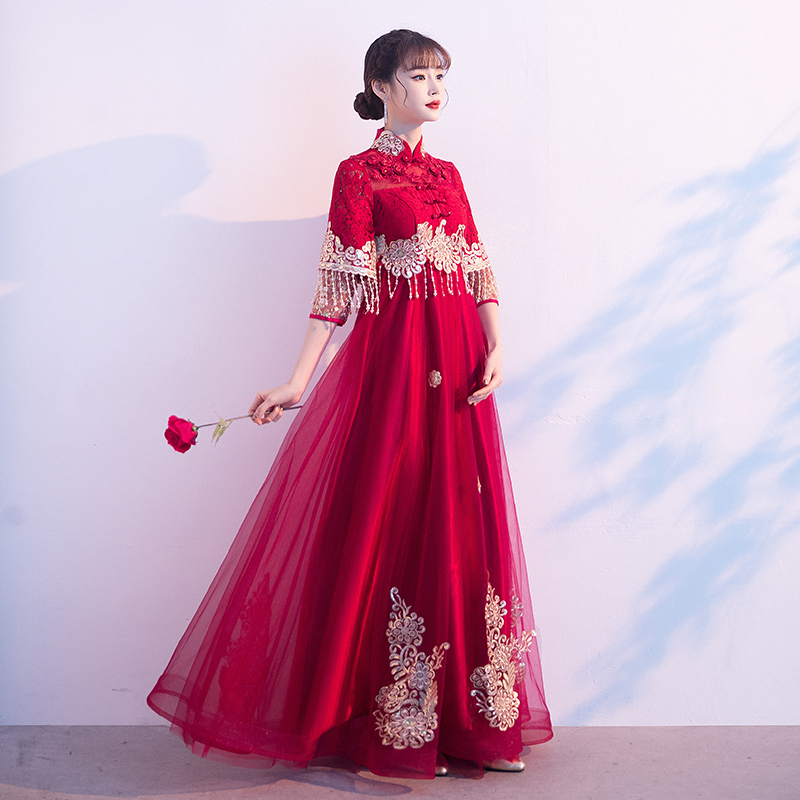 Evening dress for pregnant for bride, plus size, Chinese style, high waist Evening dress for pregnant for bride, plus size, Chinese style, high waist