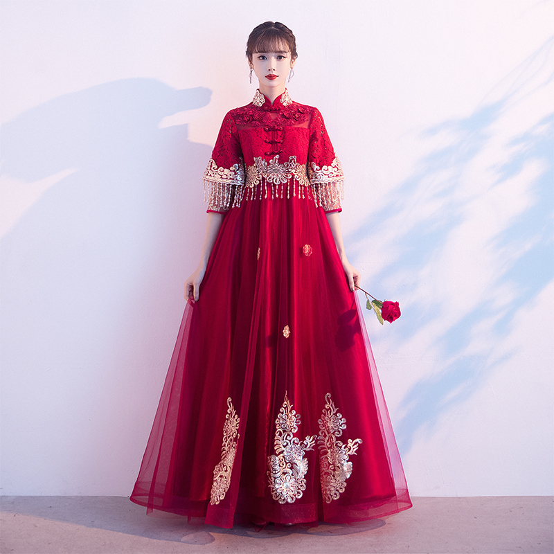 Evening dress for pregnant for bride, plus size, Chinese style, high waist Evening dress for pregnant for bride, plus size, Chinese style, high waist