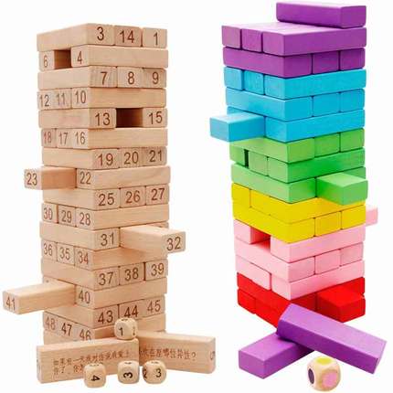 Stack Stacked High Building Blocks Adult Layer Cascade Tuck Wood Table Tours Parent-child Play Stacks Kids Puzzle Toys