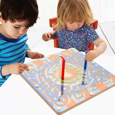 Magnetic maze parent-child Game Baby children's beneficial intelligence brain 3-4-6 years old boys and girls carrying pens and beads toys