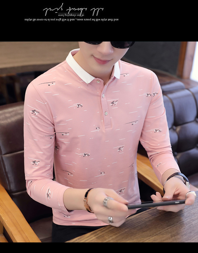 Hồng Kông Shibo áo sơ mi nam POLO phiên bản Hàn Quốc của thanh niên tự tu ve áo dài tay áo thun kinh doanh áo sơ mi nam xu hướng áo polo tay dài