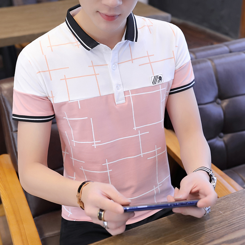 Mùa hè ve áo của nam giới áo POLO Hàn Quốc phiên bản của xu hướng giới trẻ thường T-shirt ngắn tay nam quần áo sinh viên đẹp trai triều cơ thể xây dựng