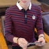 Mùa thu kinh doanh bình thường nam dài tay áo thun cotton sọc áo polo từ bi thanh niên quần áo kích thước lớn - Polo