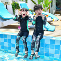 Childrens swimsuit Female girl sunscreen long sleeve split swimsuit boy middle child swimsuit diving suit student swimsuit