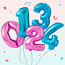 32-inch sugar fruit powder blue digital aluminum film Balloon Baby age 100 Days Childrens birthday party Decorative Arrangement Supplies