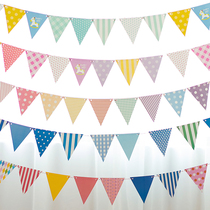 Birthday pennant bunting flag flag baby 100 days old party birthday dress flower decoration background wall