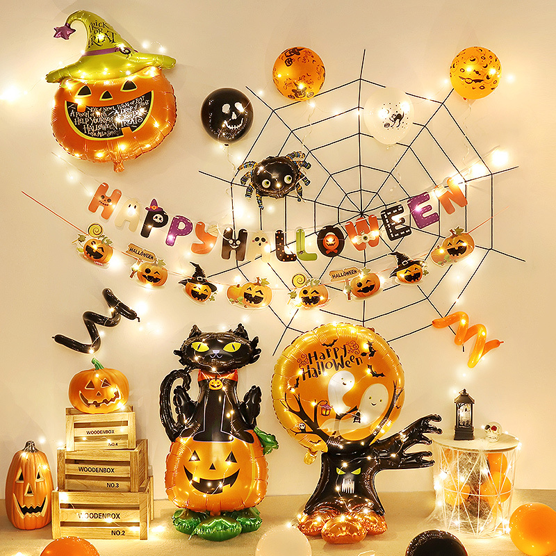 Halloween Decoration Theme Balloons Pumpkin Lanterns Kindergarten Indoor Shop Decoration Atmosphere Background Wall Scene Arrangement Halloween Decoration Theme Balloons Pumpkin Lanterns Kindergarten Indoor Shop Decoration Atmosphere Background Wall Scene Arrangement