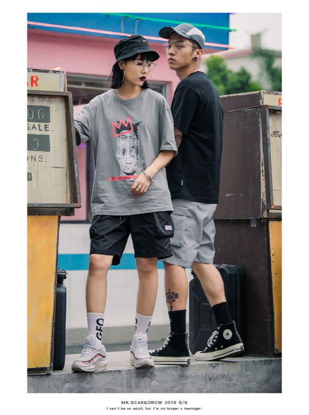 Guochao chức năng hip hop ins siêu lửa dụng cụ quần short nam hiphop lỏng năm quần quần xu hướng đường phố châu Âu và Mỹ quần áo nam hàng hiệu