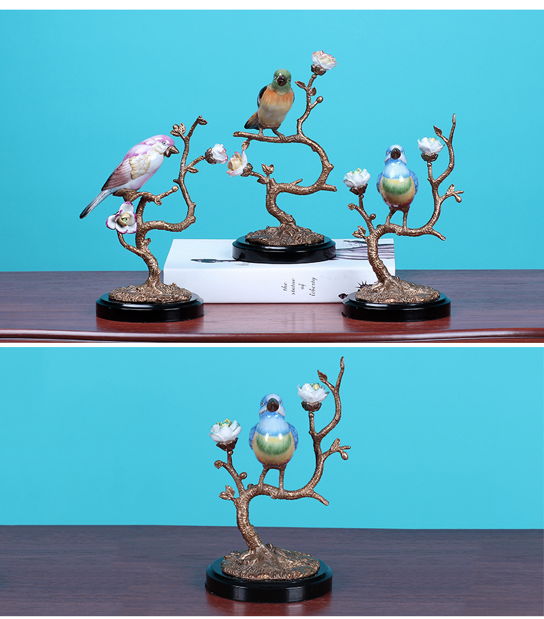 Creative ceramics with copper branches bird sitting room TV ark place in Europe and the study of example room decoration home decoration