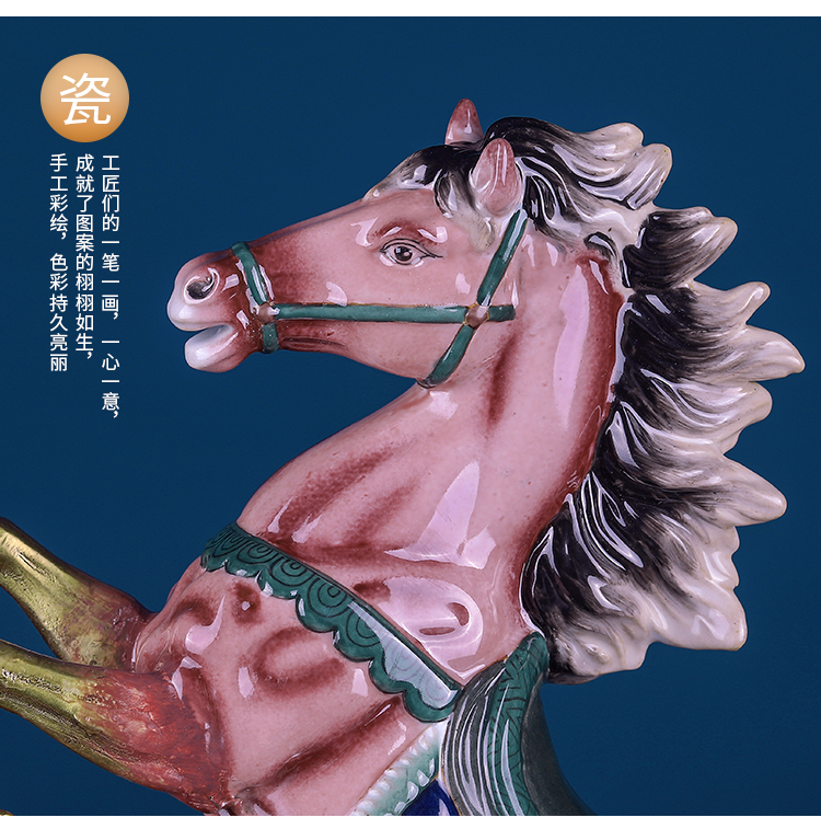 Ceramic inlaid copper horse furnishing articles lucky crafts and office study success sitting room porch decoration decoration