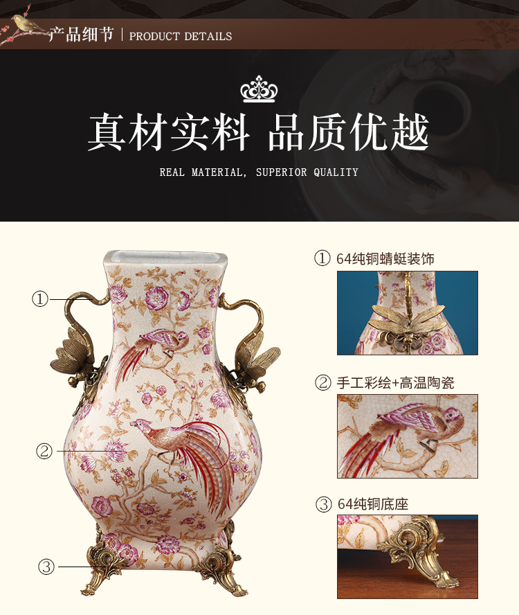 Creative home sitting room of Europe type restoring ancient ways flower vase porch decoration high - end example room decoration ceramics furnishing articles