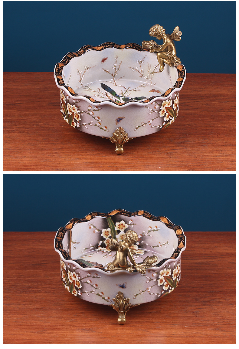 American ceramic dry fruit tray was home sitting room creative household act the role ofing is tasted high - class European - style key-2 luxury compote receive tea table plate