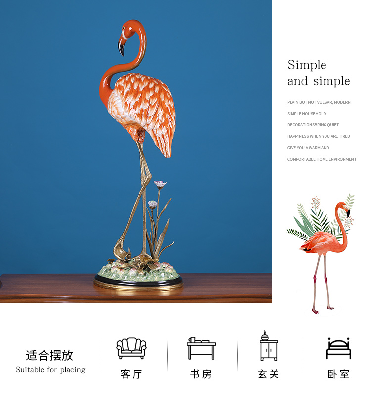 European household soft outfit ceramic flamingos creative example room porch sitting room adornment simulation animal furnishing articles