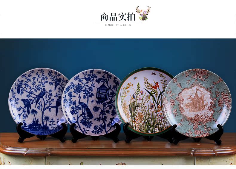 European ceramic decoration sat dish hang dish wall act the role of hanging American household act the role ofing is tasted process plate display plate is placed