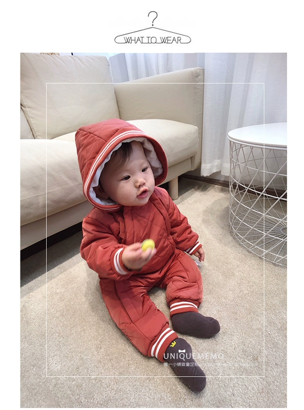 Trẻ em mùa đông em bé chăn bông dày romper romper Em bé chống đá được sưởi ấm bằng áo choàng chân ngủ sleepsuit trẻ em