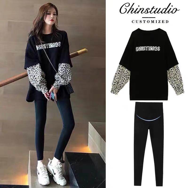 Pregnant Woman Spring Clothing Suit Fashion style net red autumn pregnant woman blouses T-shirt long sleeve foreign dress spring and autumn clothing women