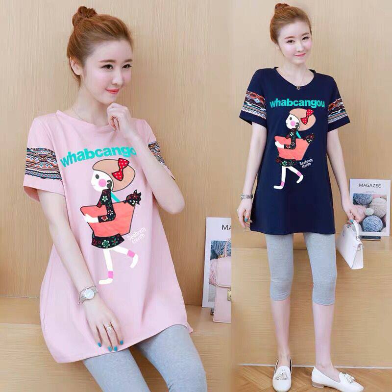 Gestational Woman Dress Summer Clothing Jacket Small Sub Short Sleeve Summer Clothes Ocean Dress Loose T-Shirt Summer Fashion Suit