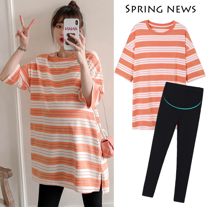 Maternity T-shirts Summer suits Fashion Net Red Maternity Dresses Summer Suits Western Dresses Summer Tide Mom Tops Summer