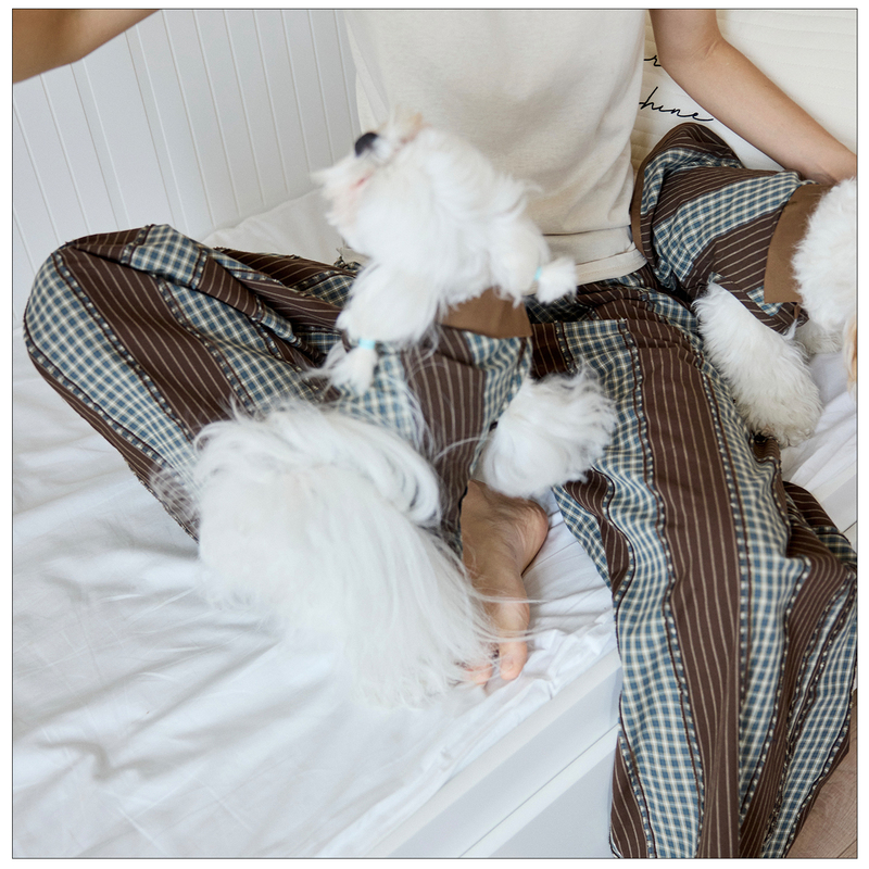 Tiegu & Tailtango Collaboration Cotton-Feel Breathable Skin-Friendly Striped Wide-Leg Pants for Pets and Family, Unisex