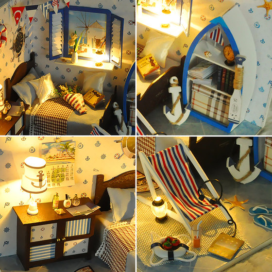 diy cabin summer sea handmade small house scene building model girl toy house birthday gift for women