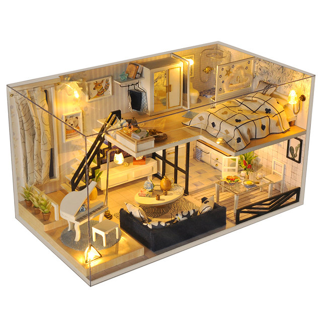 DIY Handmade Cabin Attic Handmade Small House Villa Model Architecture Decompression Toy Birthday Gift Girl