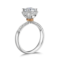 Hand holding flower diamond ring female 18K gold luxury group inlaid 50 points one 1 carat marriage proposal wedding diamond ring empty support custom