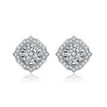 Diamond Stud Earrings Womens Real Diamond Vintage Earrings 18K White Gold Rose Gold Cluster Earrings