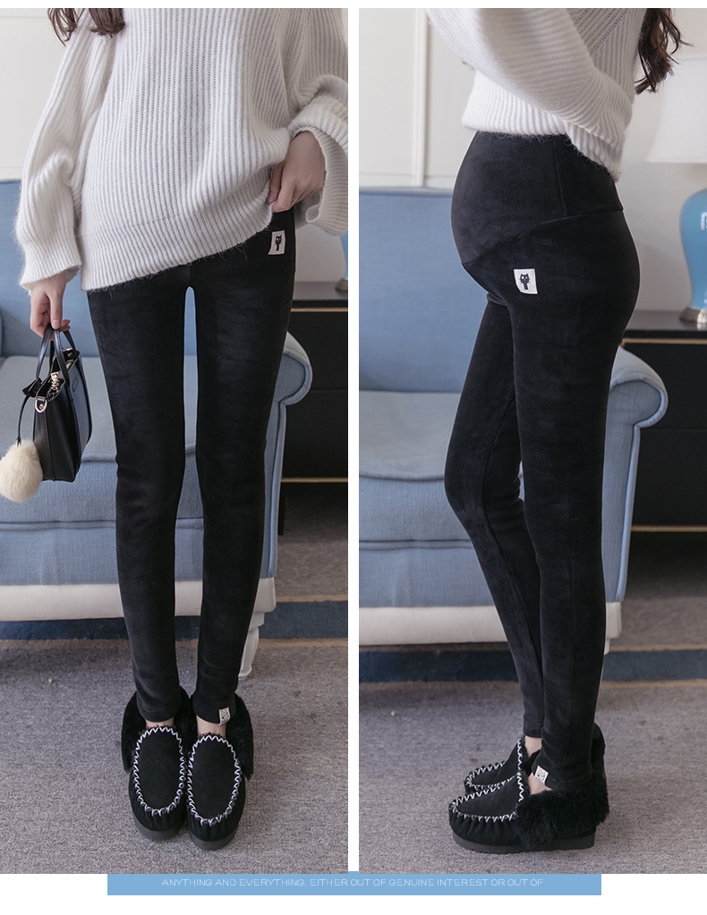 Quần bà bầu xuân hè 2018 mới thu đông quần áo nâng bụng cộng với quần legging nhung dày thời trang mặc cho bà bầu quần áo mùa thu quần đùi bầu