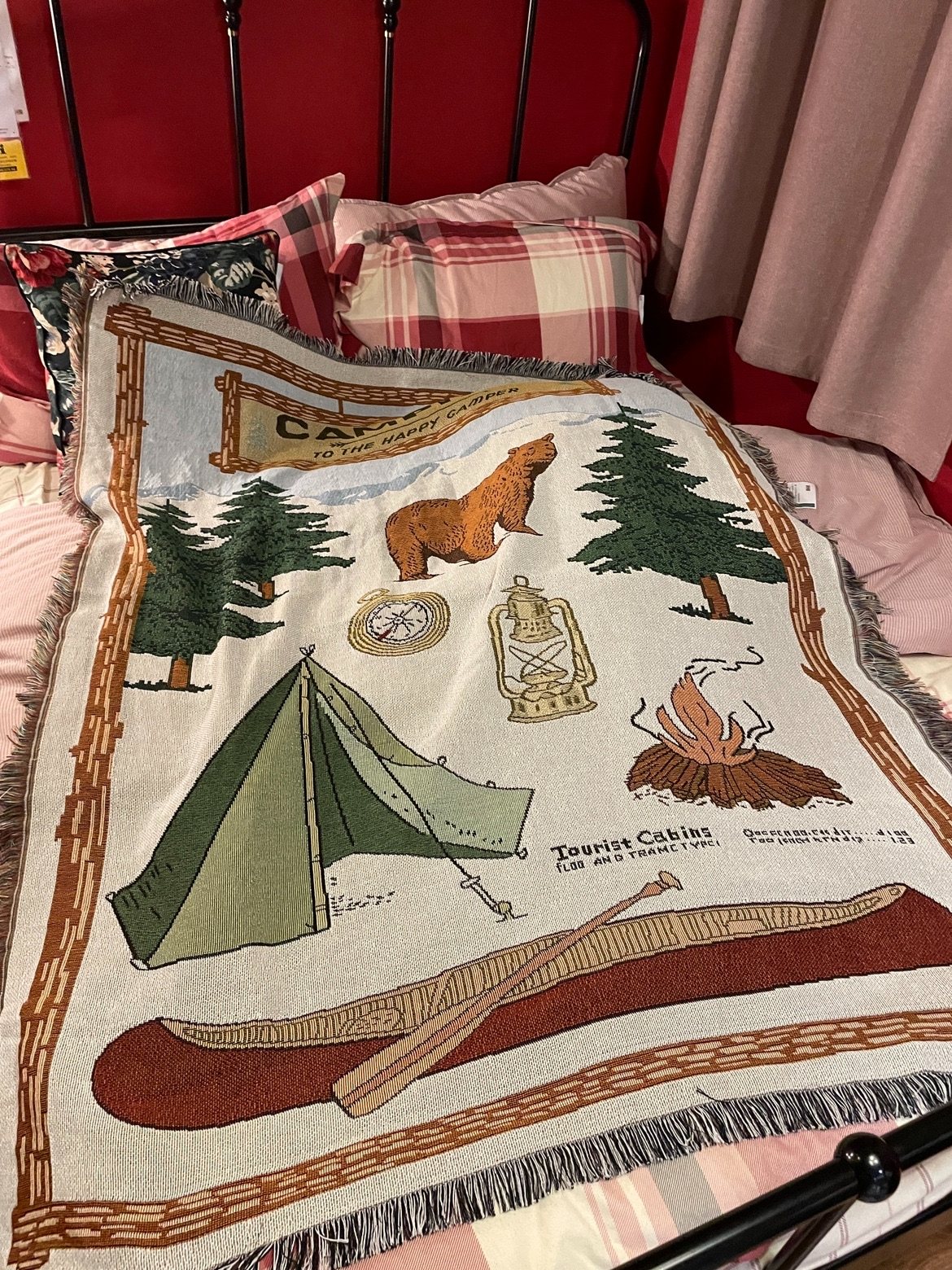 Camping Decoration American Retro Illustration Sofa blanket blanket Camping Make raft Outdoor Camping