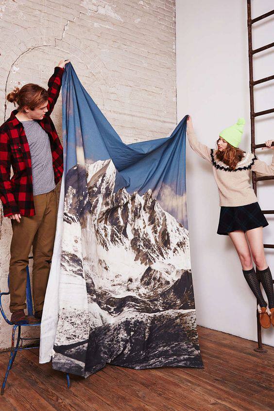 Nordic decoration hanging cloth Bedrooms Xuanguan Sofa Background Wall Cloth Wall Decoration Tapestry Leisure Ins and Art Snow Mountain scenery