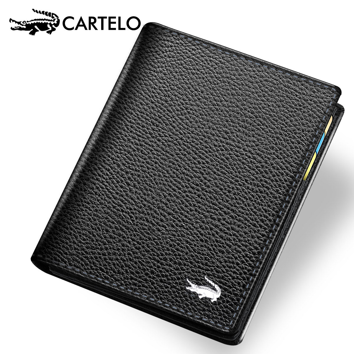 Caravan Crocodile Men's wallet genuine leather Han version Head layer Bull Leather Business Casual 100 lap short money clips