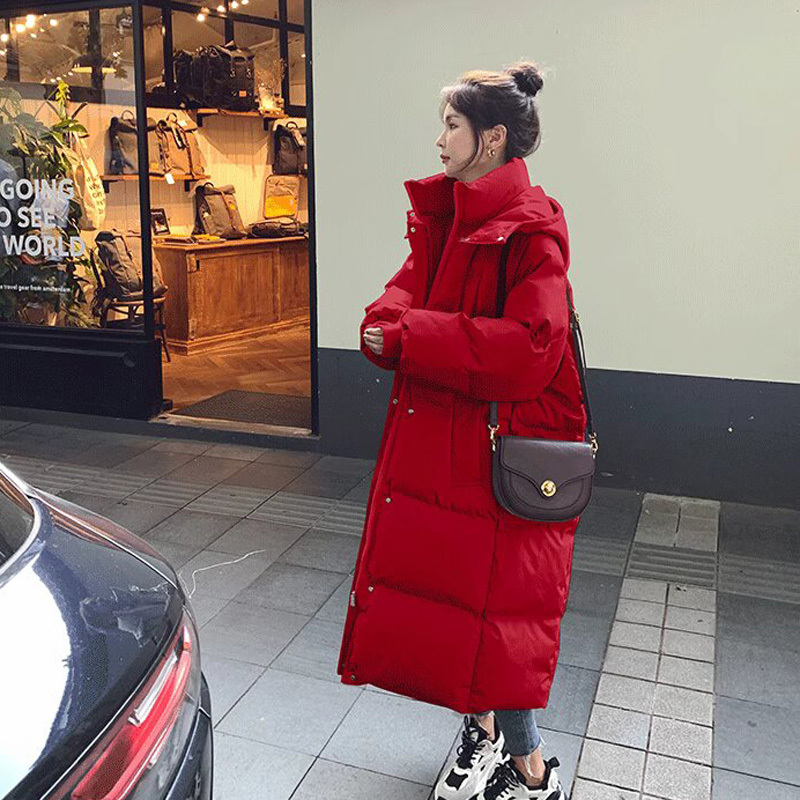 Red Cotton Coat for Women, Suitable for Weddings, Festive Occasions, Bride Returning Home, Winter Thickened Mid-Length Style, New Year and Christmas down Cotton Coat