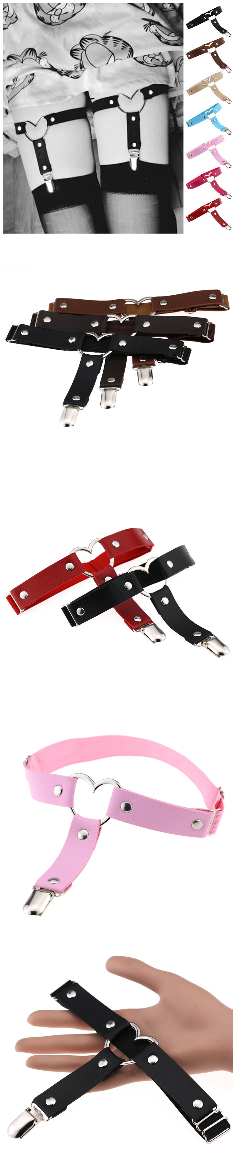 + FMIAO + vòng chân rỗng màu đen tình yêu punk chân da tối màu garter dây nịt đùi
