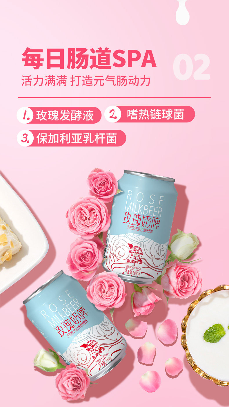 Blue Ribbon 蓝带 玫瑰奶啤 300ml*12罐 天猫优惠券折后￥49包邮（￥69-20）