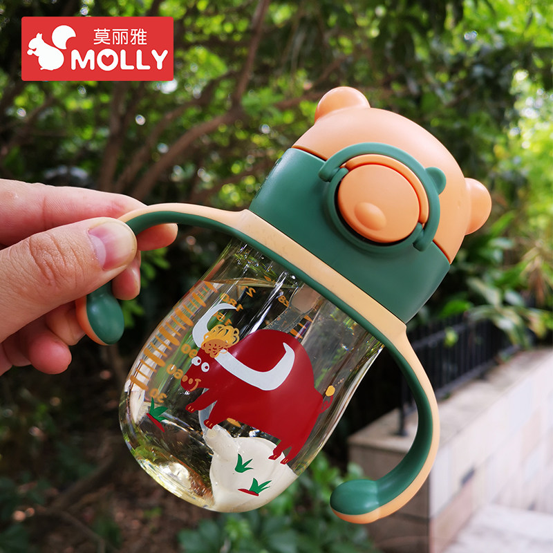 PPSU baby learning cup Duckbill cup Children's straw cup Baby bottle drinking cup dual-use baby bag handle