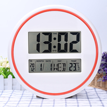 Perpetual calendar electronic clock Bedroom wall clock Silent living room digital round household modern simple large character clock atmosphere