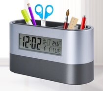 Multifunctional electronic pen holder Creative fashion office calendar clock Student business simple custom cute alarm clock