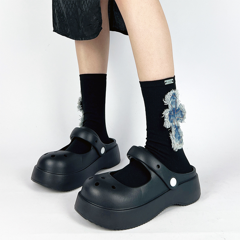 Spring and Summer New Trendy Niche Socks, Denim Cross Logo Socks, Fashionable Women's Socks, Black and White Personalized Mid-Calf Long Socks