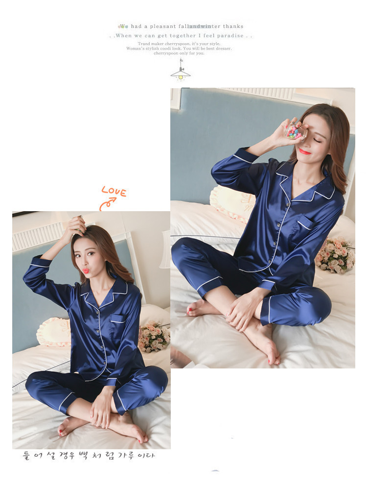 Bộ đồ ngủ nữ mùa xuân và mùa thu băng lụa dài tay phiên bản Hàn Quốc ngọt ngào dễ thương có thể mặc bên ngoài bộ đồ lụa mùa hè dành cho nữ bộ đồ mặc nhà mùa hè