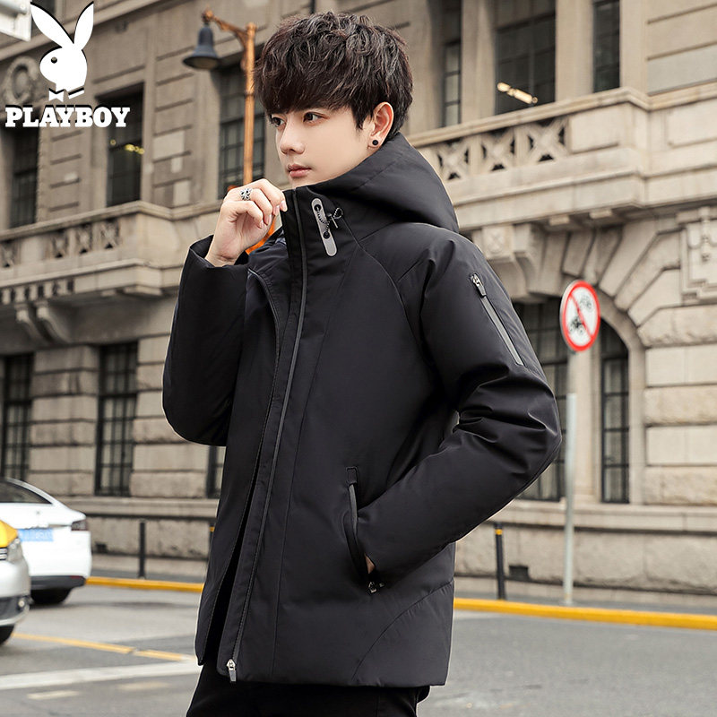Floral Playboy down jacket Men's 2020 Winter new men's short section Anti-cold suit Youth Warm Jacket Man