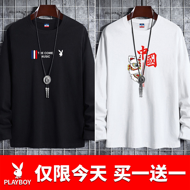 Flowers Playboy Long sleeves T-shirt Men's clothing Spring and autumn season 2021 New trends Ins beat the undershirt Big size clothes