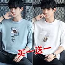 Floral Playboy Long sleeves T-shirt Male 2021 New tide Tide Cards Trend Easy Spring Autumn Season Casual Round Collar Printed Long Sleeves