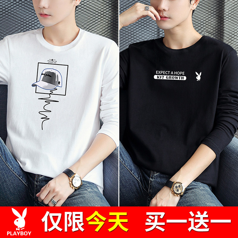 2 pieces of Playboy long sleeve T-shirt for men 2022 Fall pure cotton Previous clothes trending undershirt for men and women