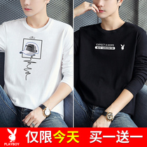 2 pieces of Playboy long sleeve T-shirt for men 2021 Fall pure cotton Previous clothes trending undershirt for men and women