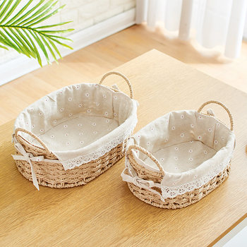 Qilu grass woven snack fabric dried fruit candy tray storage box