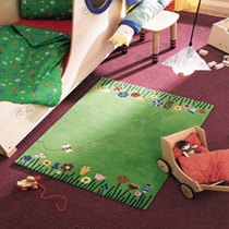 Green Fields Garden Flowers And Grass Cartoon Carpet Children Bedroom Bedside Book Room Floating Windows Handmade Nitrile thickened Carpet Customized
